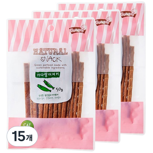 굿데이 네츄럴 스낵 고양이 간식, 가다랑어져키, 50g, 15개