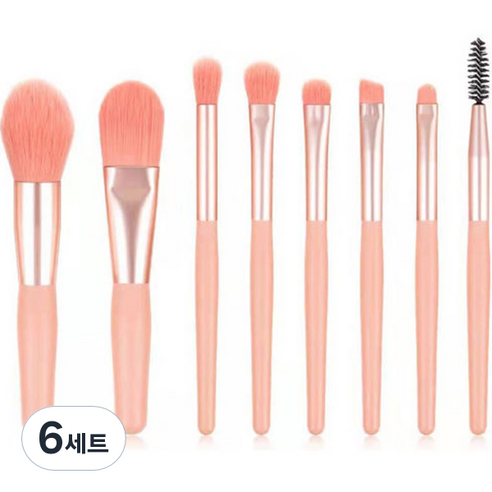더벨라 블러셔 메이크업 브러쉬 8종 세트, 딥핑크, 6세트