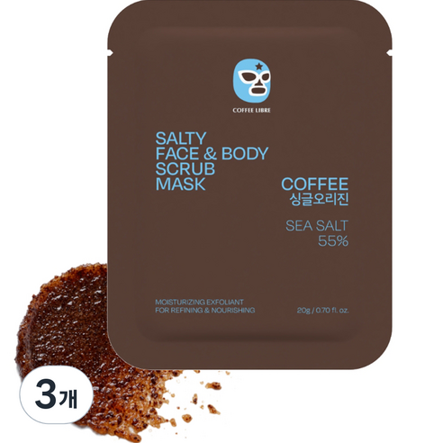 솔테라피 솔티 커피 페이스 & 바디 스크럽 마스크 원두향, 20g, 3개
