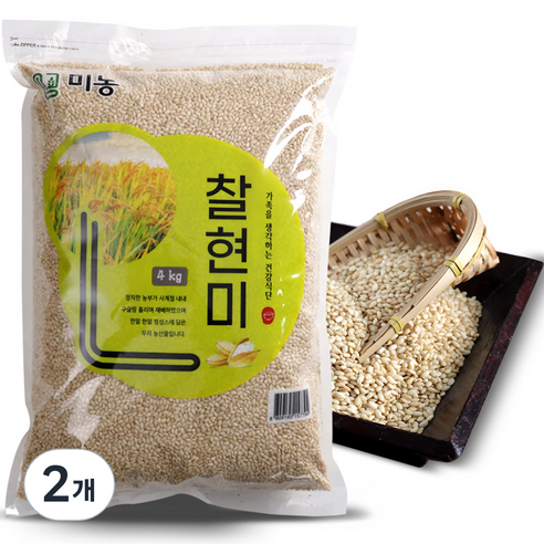 미농 국산 찰현미, 4kg, 2개
