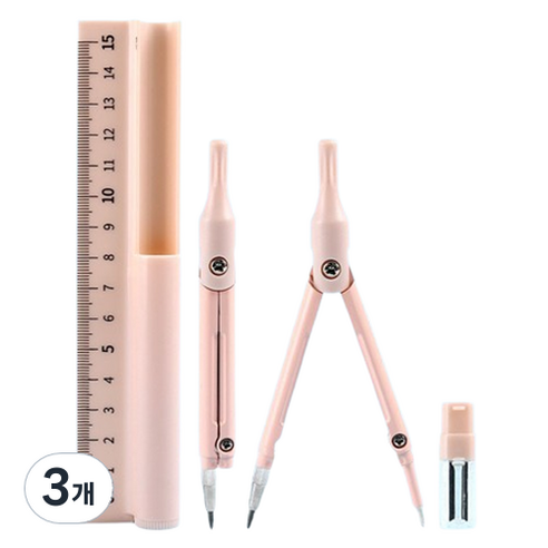 영바영 컴퍼스 자 연필 세가지 올인원 핑크, 3개