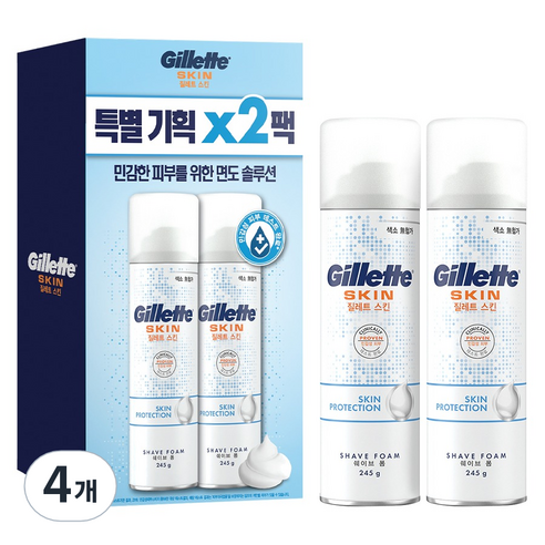 질레트 스킨텍 쉐이빙 폼, 245g, 4개