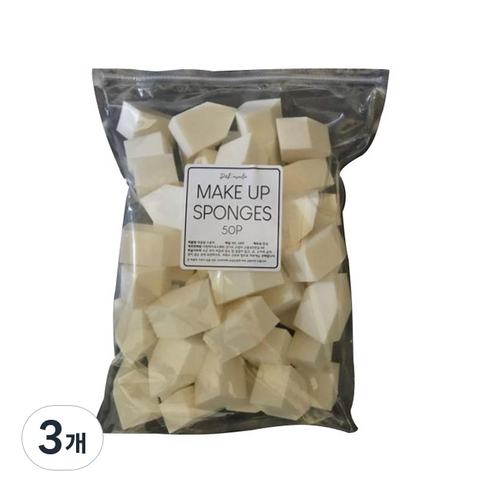 D&K 대용량 화장퍼프 50p, 베이지, 3개