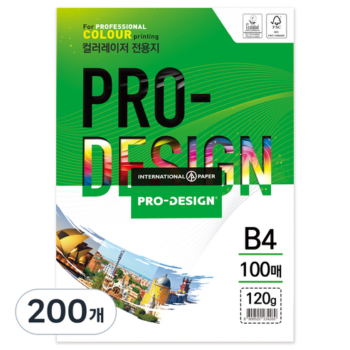 ProDesign 칼라 전용지 120g, B4, 200개