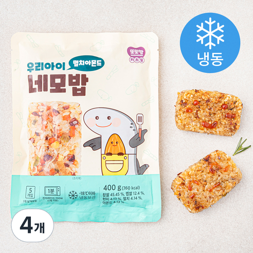 또또맘 우리아이 네모밥 멸치아몬드 5개입 (냉동), 400g, 4개