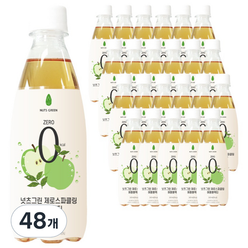 넛츠그린 제로스파클링 애플블랙티, 340ml, 48개