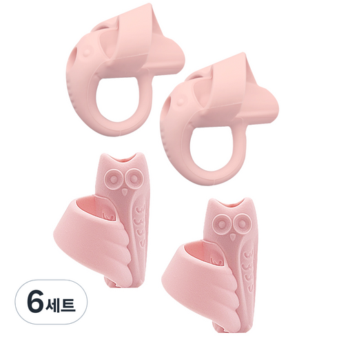 꼬사 연필교정기 코끼리 2p + 올빼미 2p, 핑크, 6세트