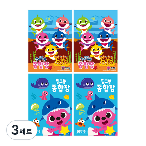 몽땅 핑크퐁 뜯어쓰는 종합장 45매 4권, 혼합색상, 12권