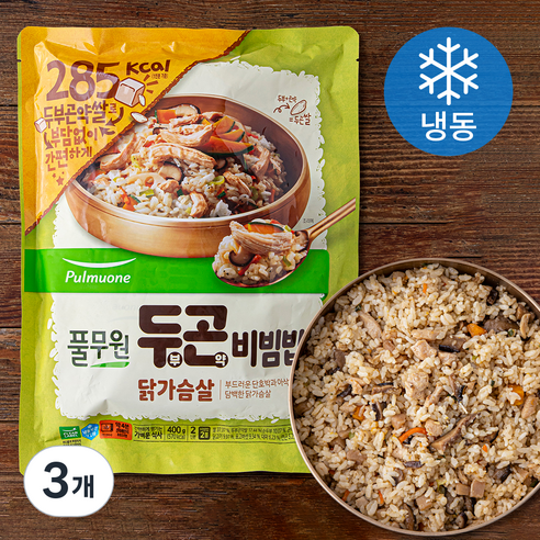 풀무원 두부곤약 비빔밥 닭가슴살 (냉동), 400g, 3개