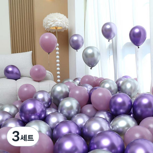 피앤비유니티 풍선 50p 세트 보라, 02 라벤다 4색혼합, 3세트