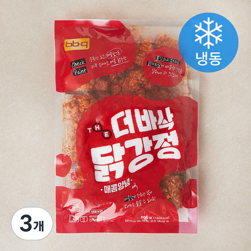 비비큐 더바삭 닭강정 매콤양념 (냉동), 500g, 3개