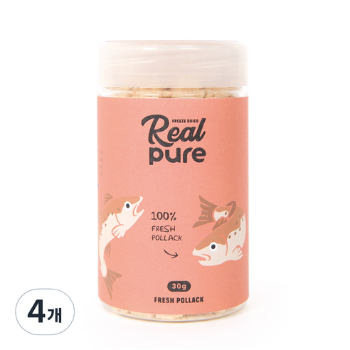 리얼퓨어FD 동결건조 고양이 간식 큐브 30g, 명태, 4개