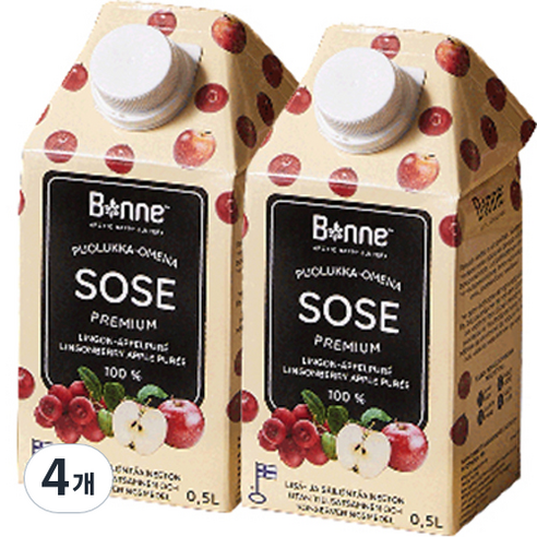 본네 링곤베리 애플 퓨레 주스, 500ml, 4개