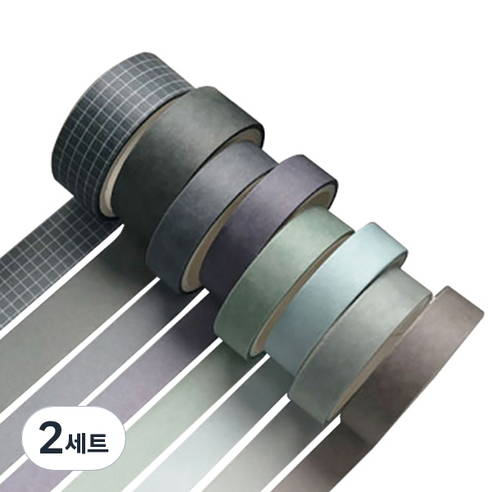 미빌 문구 베이직 패턴 마스킹 테이프 8종 세트, 블루스톤, 2세트