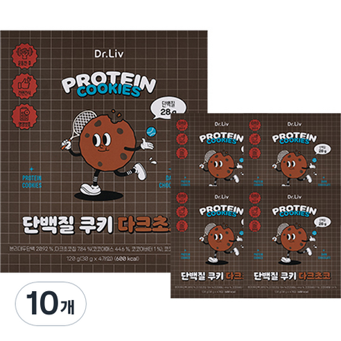 닥터리브 단백질 쿠키 다크초코 4p, 10개, 120g