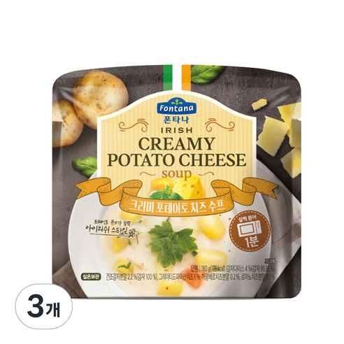 폰타나 크리미 포테이토 치즈 전자레인지용 수프, 180g, 3개
