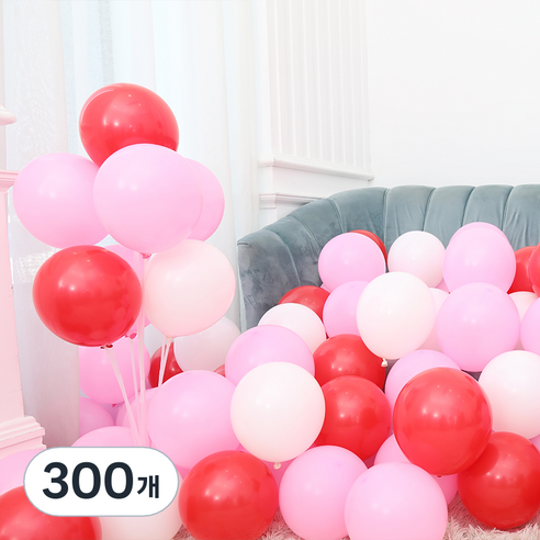 피앤비유니티 라운드 풍선 25cm, 03 스탠다드 레드톤, 300개