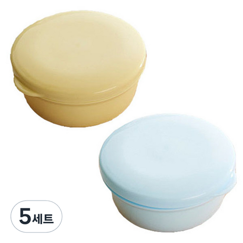 파스텔 휴대용 비누케이스, 5세트, 블루 + 옐로우