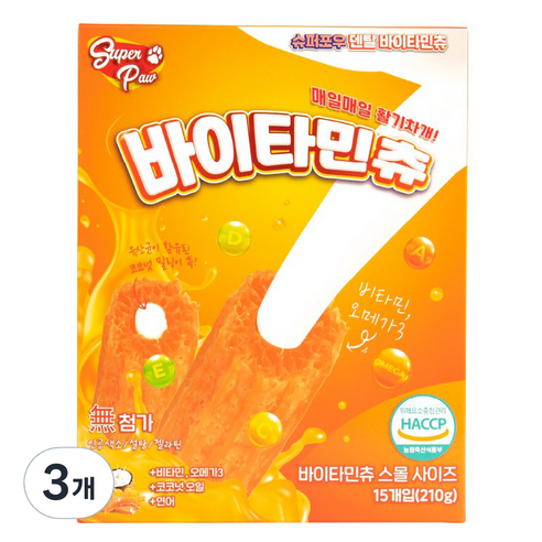 슈퍼포우 강아지 바이타민츄 덴탈껌, 비타민, 210g, 3개
