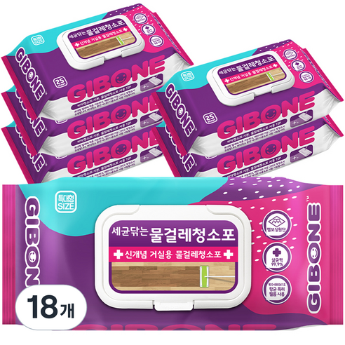 기본에 물걸레 청소포 특대형 25p, 18개