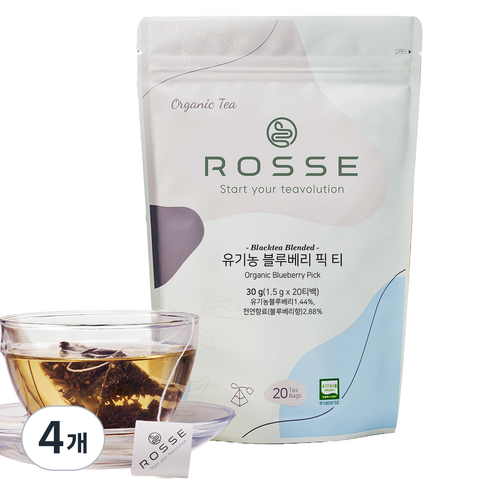 로쎄 유기농 블루베리 픽 티, 1.5g, 4개, 20개입