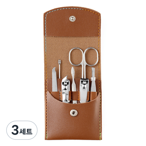 타니 똑딱이 포켓 손톱깍이 세트, 브라운, 3세트