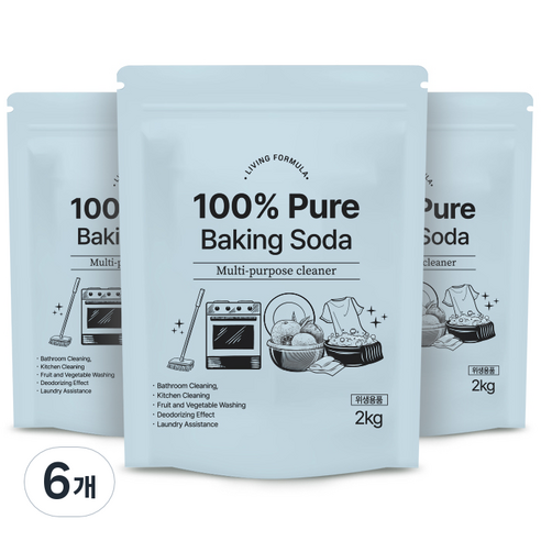 생활공식 100 Pure 베이킹소다, 2kg, 6개