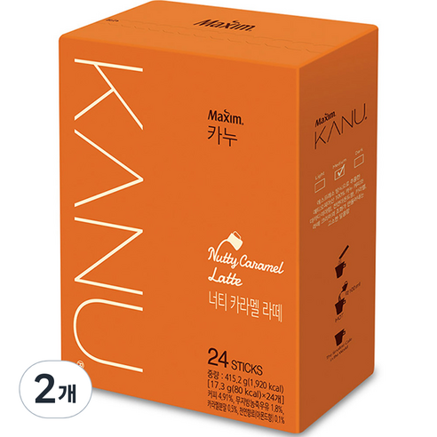 카누 너티 카라멜 라떼 원두커피믹스, 17.3g, 24개입, 2개