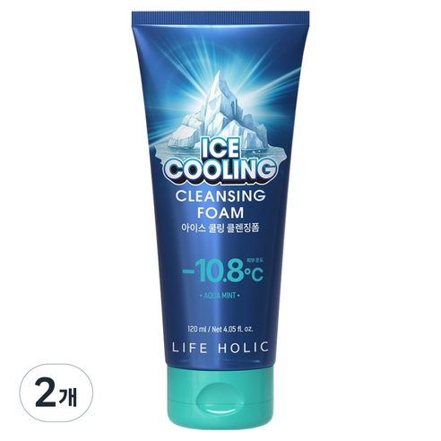 라이프홀릭 아이스 쿨링 클렌징폼, 2개, 120ml