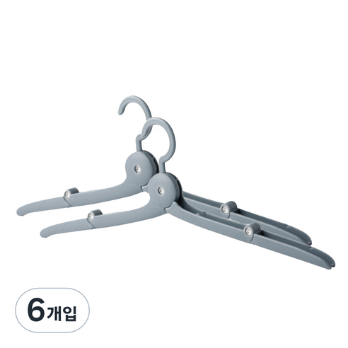 그뤠잇라이프 여행용 휴대용 접이식 옷걸이, 블루그레이, 6개입