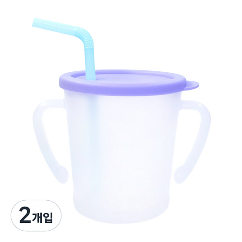아가프라 매직빨대컵 300ml, 2개, 바이올렛