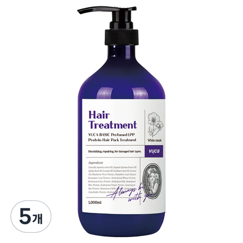 뷰카 베이직 퍼퓸드 LPP 단백질 헤어팩 트리트먼트, 1000ml, 5개