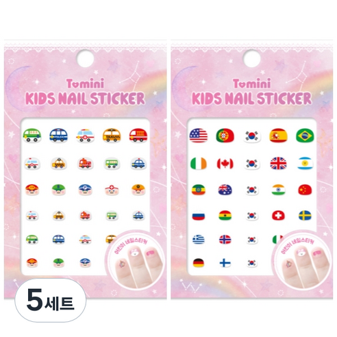 투미니 키즈 네일 스티커 2종 세트, T011 + T012, 5개