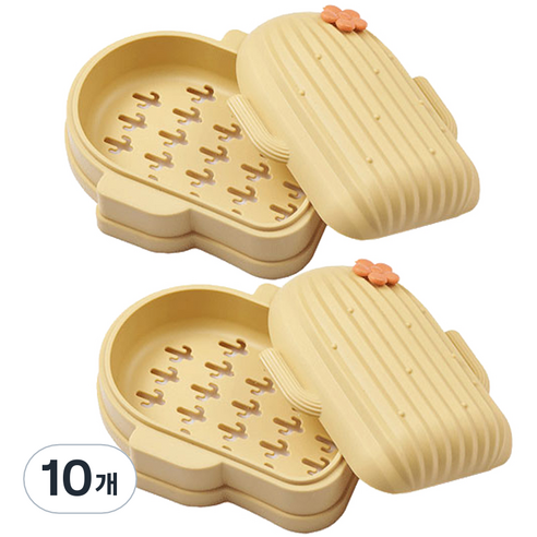 더자카 선인장 물빠짐 비누통 비누받침대, 옐로우, 10개