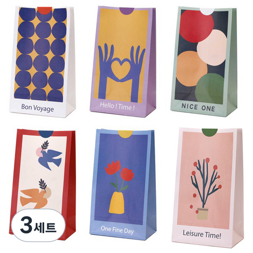 인디케이 모던아트 페이퍼백 6p + 스티커 6p 세트, 혼합색상, 3세트