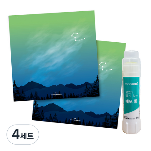 꼼꼬미 12 별자리 메모지 2p + 재접착풀, 황소자리, 4세트