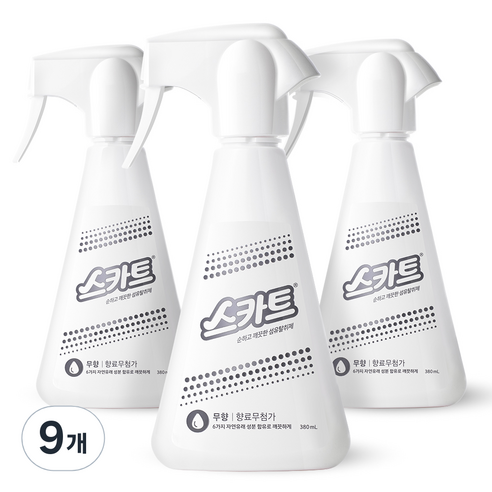 스카트 순하고 깨끗한 섬유탈취제 무향 본품, 380ml, 9개