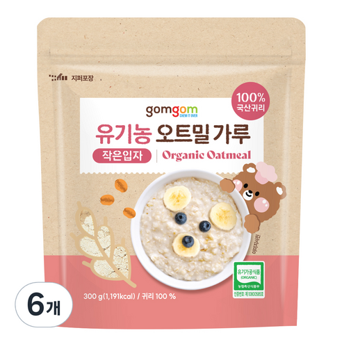 곰곰 유기농 오트밀 가루, 6개, 300g