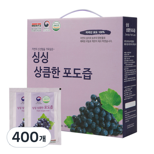 싱싱 상큼한 포도즙, 100ml, 400개