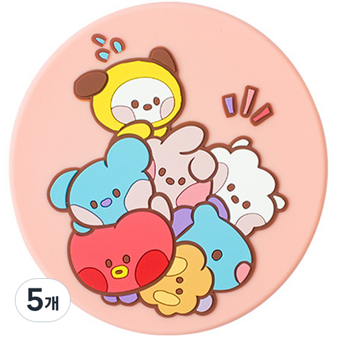BT21 실리콘 손거울, 핑크, 5개
