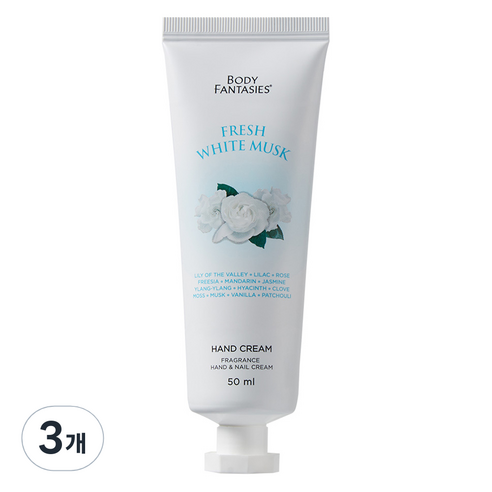 바디판타지 핸드앤네일 크림 화이트 머스크, 50ml, 3개