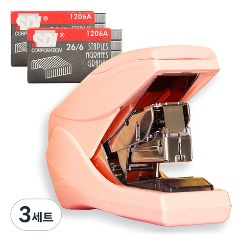아날로그라이프 무중력 스테이플러 + 26/6호침 2p 세트, 핑크(스테이플러), 3세트