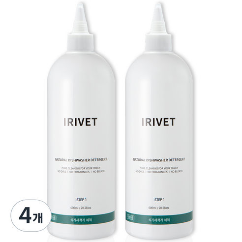 아이리벳 1종 식기세척기 액체 세제, 600ml, 4개