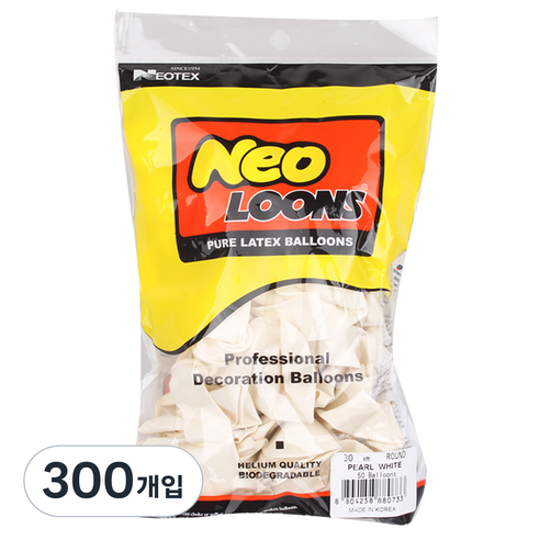 네오텍스 라운드풍선 30cm, 펄 화이트, 300개