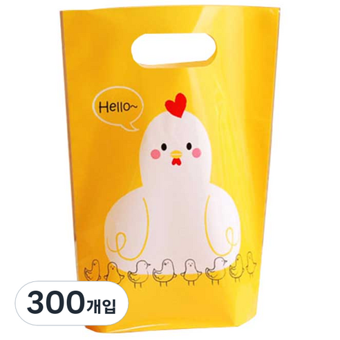 이홈베이킹 비닐 쇼핑백 스탠드형, 헬로꼬꼬, 300개입