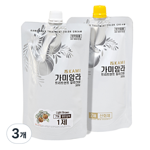 가미암라 트리트먼트 칼라크림 300g, 7N 밝은갈색, 3개