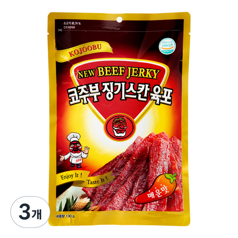 코주부 징기스칸 육포 매운맛, 130g, 3개
