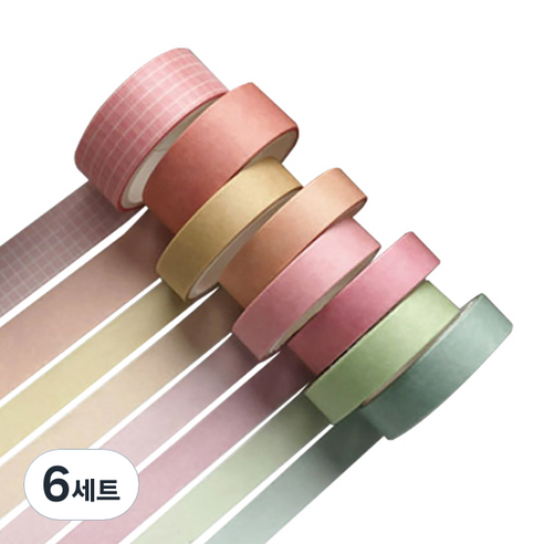 미빌 문구 베이직 패턴 마스킹 테이프 8종 세트, 라이징썬, 6세트
