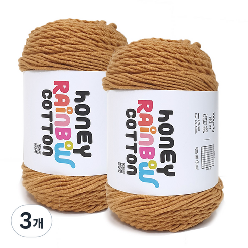 니뜨 허니 레인보우 코튼 뜨개실 100g, 346카라멜, 3개