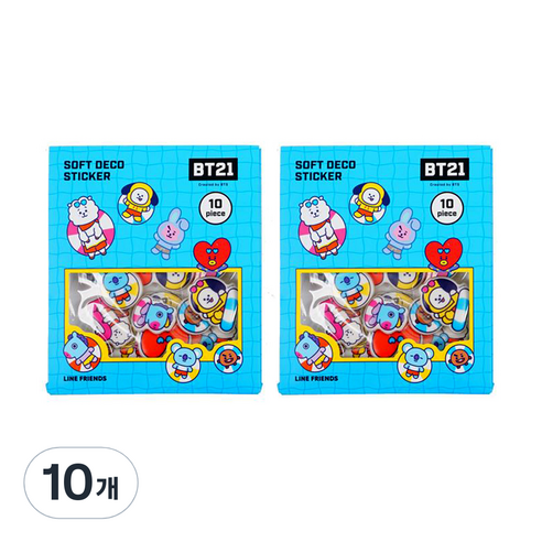 BT21 엠보플레이크 스티커, 썸머, 10개